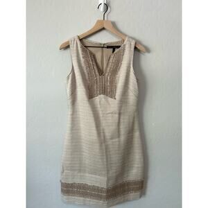 White House Black Market Beige Asymmetrical Dress